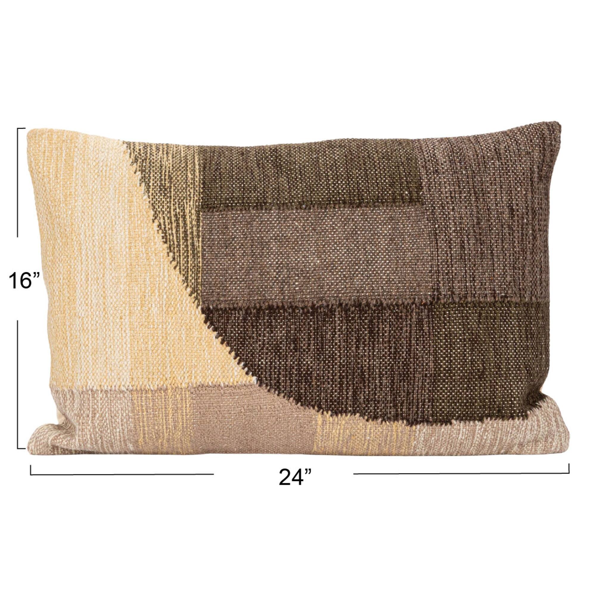 Hello Honey® 24" Brown Abstract Design Hand-Woven Fabric Indoor/Outdoor Lumbar Pillow